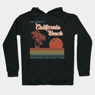 California Beach - California Beach Retro Sunset Hoodie